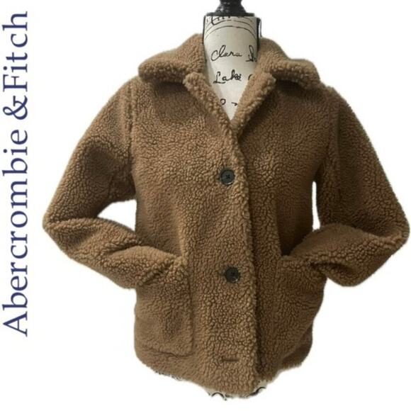 ABERCROMBIE & FITCH TEDDY BEAR BOMBER JACKET COZY SIZE XS WARMTH AESTHETIC - Picture 1 of 13
